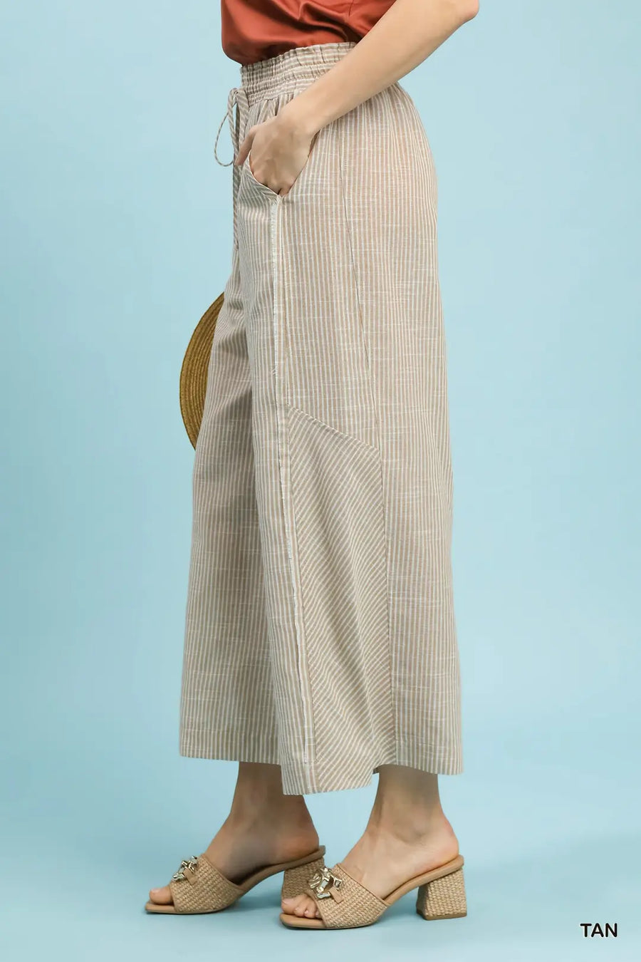 Skipper Linen Blend Striped Wide Leg Pants