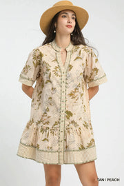 Courtlyn Botanical Print V-Neck Dress