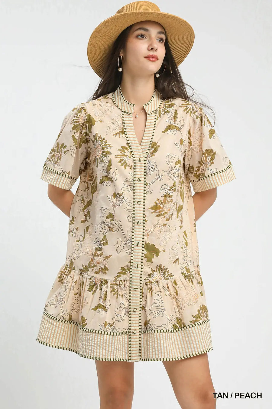 Courtlyn Botanical Print V-Neck Dress