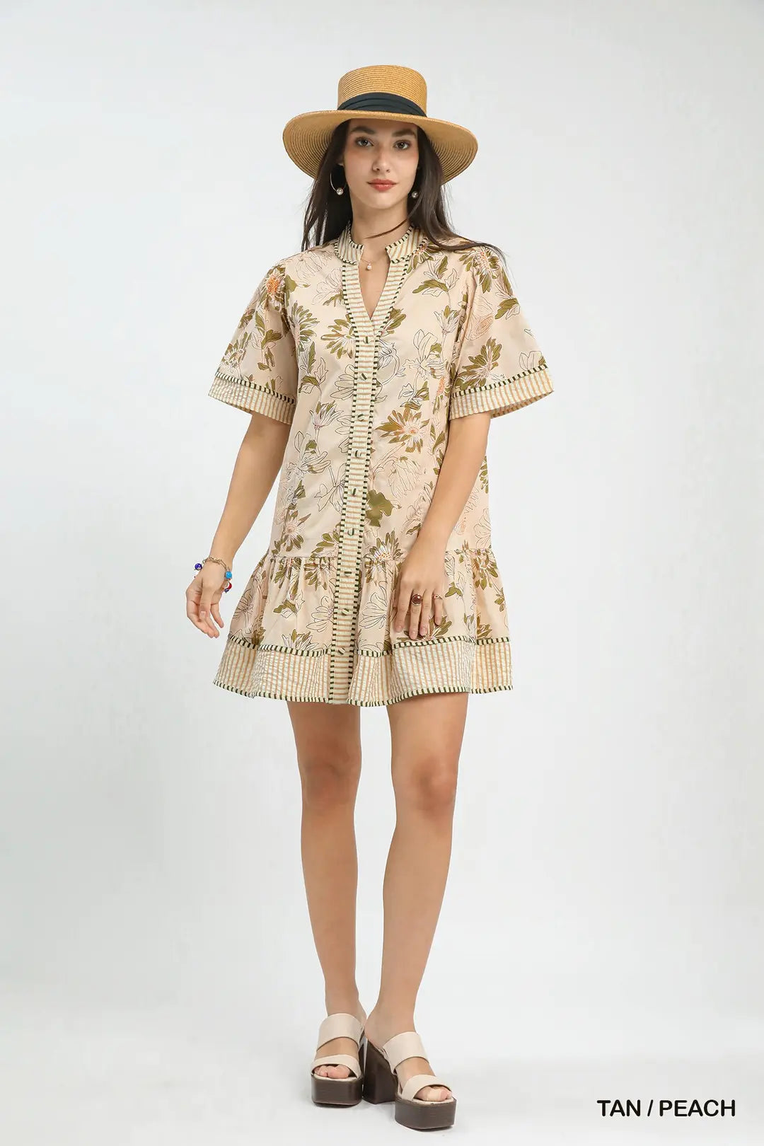 Courtlyn Botanical Print V-Neck Dress