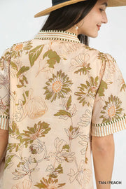 Courtlyn Botanical Print V-Neck Dress