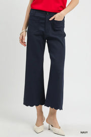 Tandy Stretch Wide Fit Scallop Hem Crop Pants