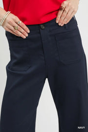 Tandy Stretch Wide Fit Scallop Hem Crop Pants