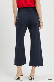 Tandy Stretch Wide Fit Scallop Hem Crop Pants