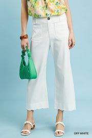 Tandy Stretch Wide Fit Scallop Hem Crop Pants