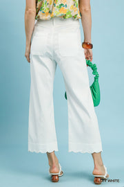 Tandy Stretch Wide Fit Scallop Hem Crop Pants