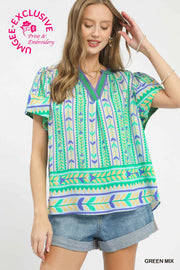 Queen of the South Geometric Print Top