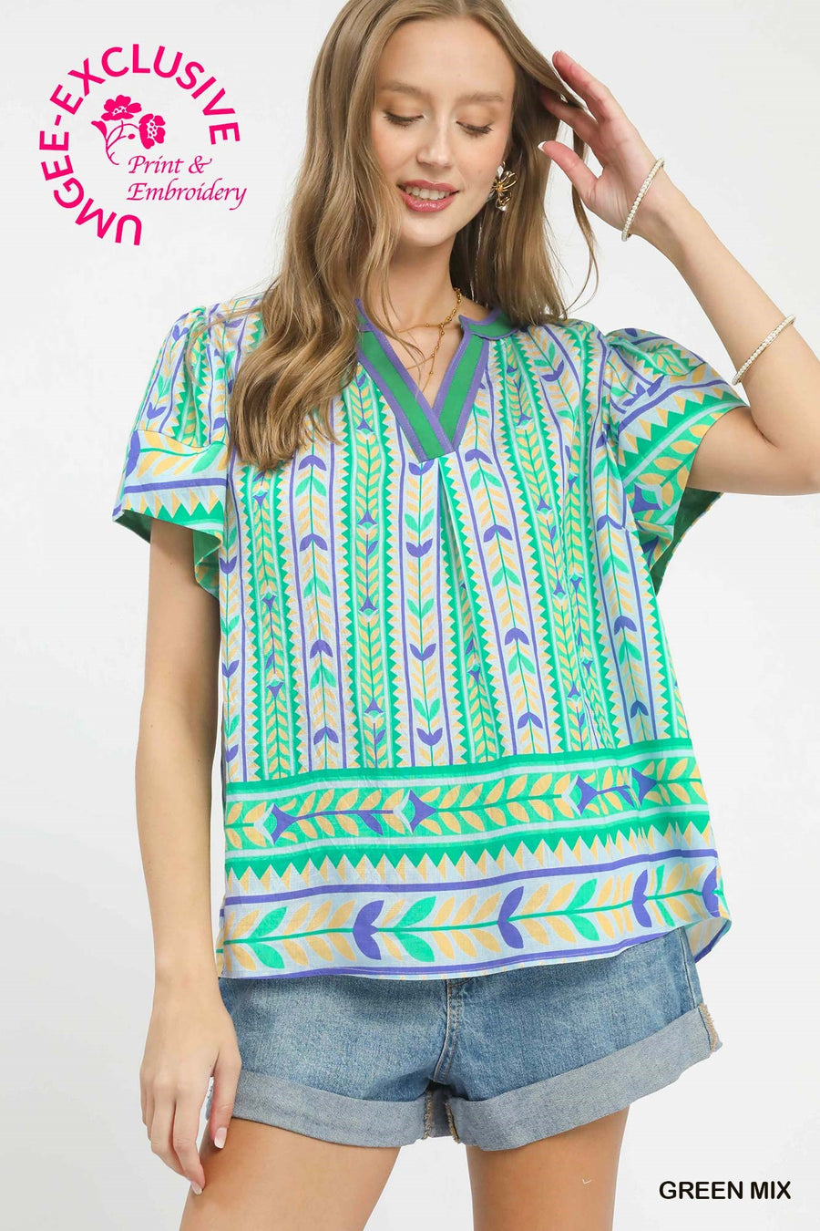 Queen of the South Geometric Print Top