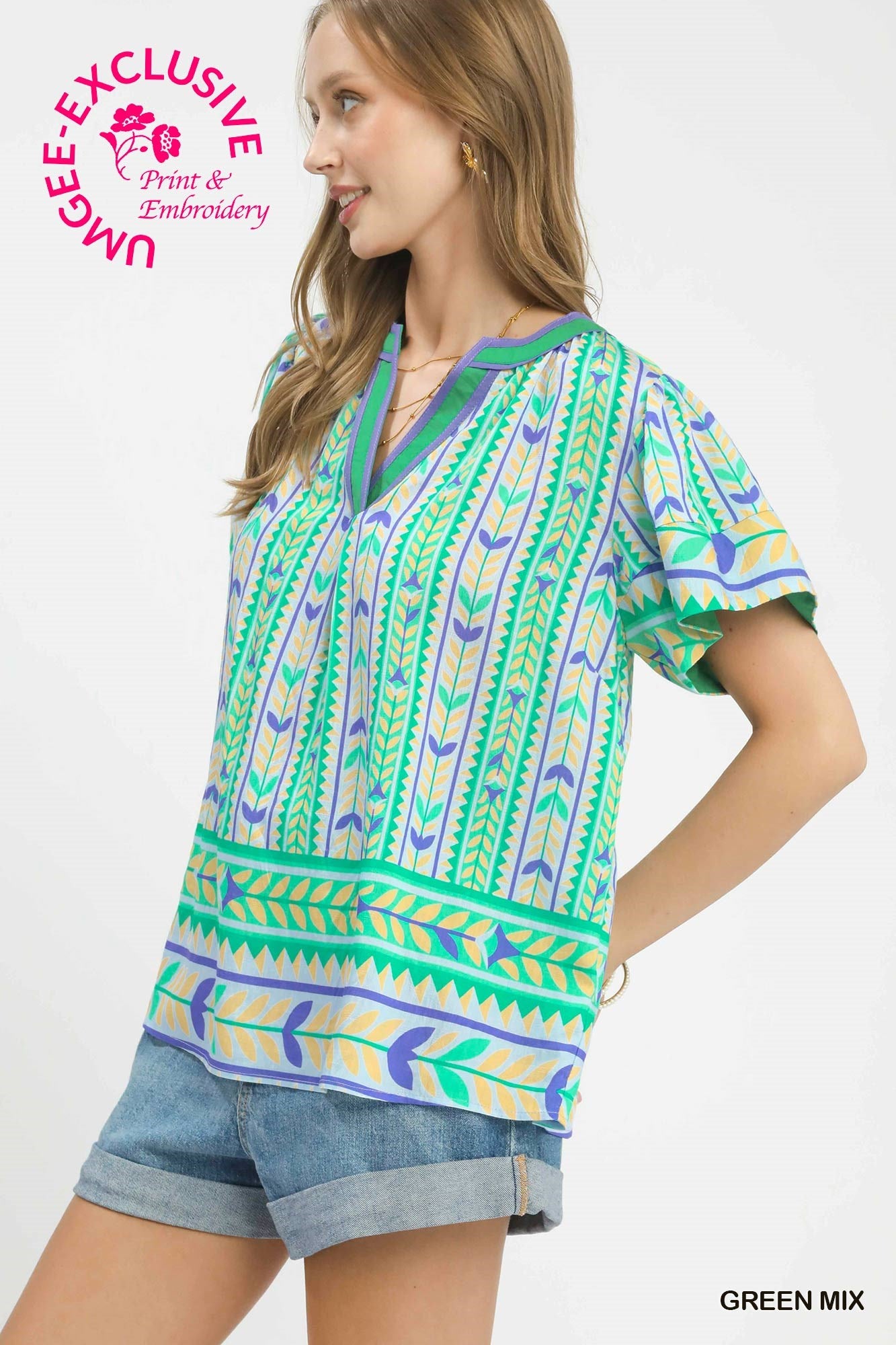 Queen of the South Geometric Print Top