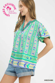 Queen of the South Geometric Print Top