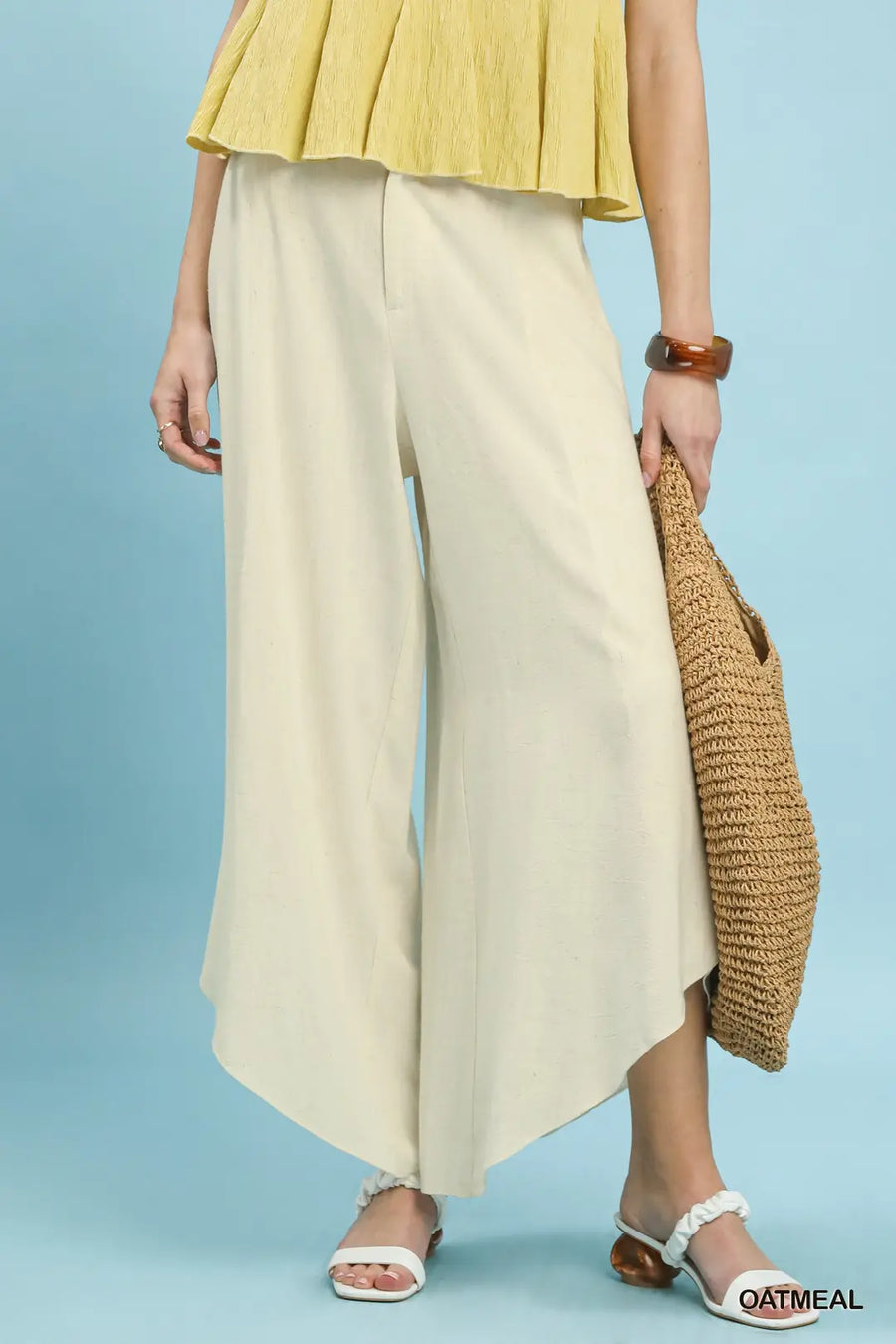 Tullie Tulip Hem Wide Leg Washed Linen Pants