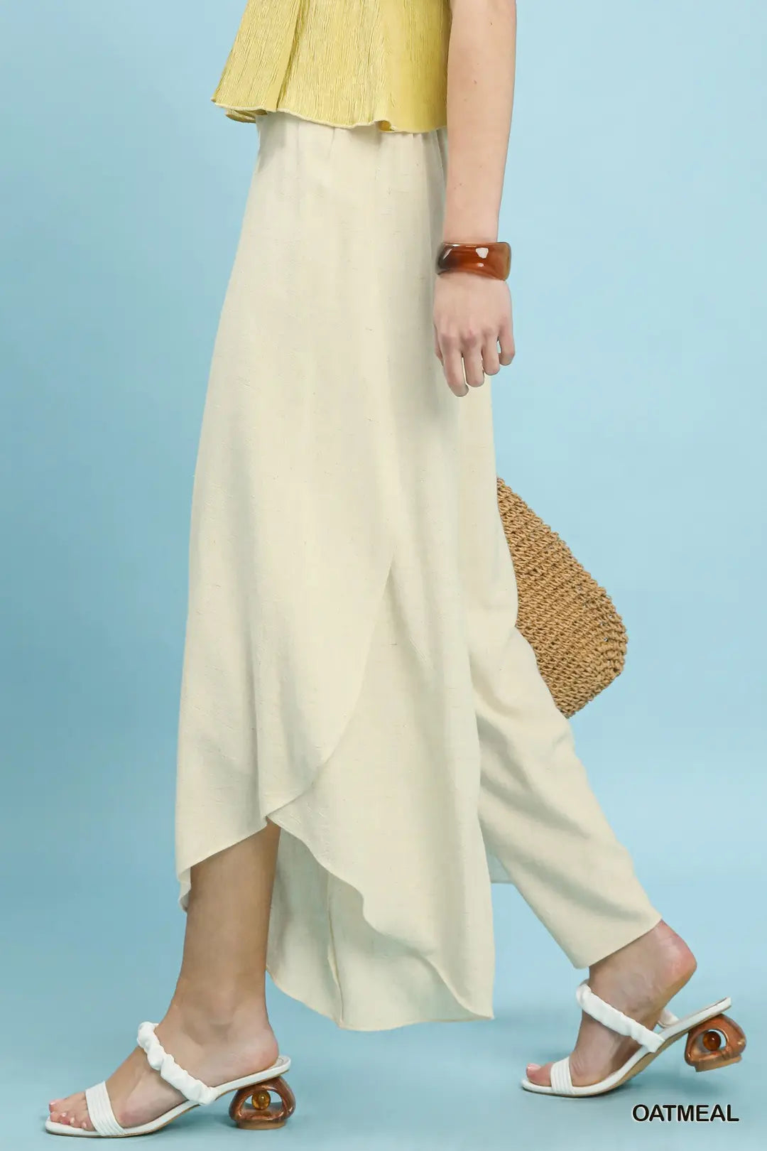 Tullie Tulip Hem Wide Leg Washed Linen Pants