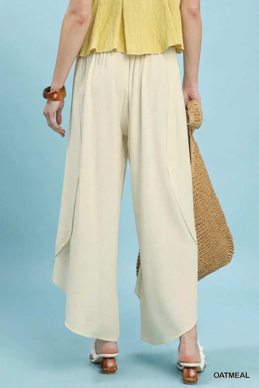 Tullie Tulip Hem Wide Leg Washed Linen Pants