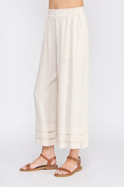 Cressy Wide Leg Tiered Hem Linen Pant