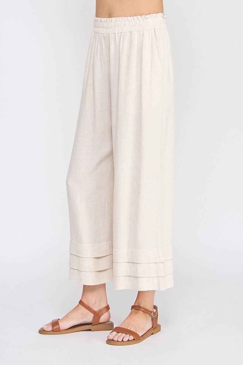 Cressy Wide Leg Tiered Hem Linen Pant