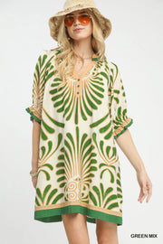 Penny Abstract Floral Print Mini Tunic Dress