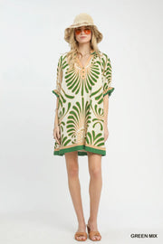 Penny Abstract Floral Print Mini Tunic Dress