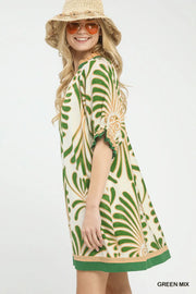 Penny Abstract Floral Print Mini Tunic Dress