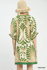 Penny Abstract Floral Print Mini Tunic Dress