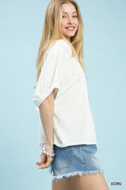 Angela V-Neck Dolman Sleeve Blouse Top