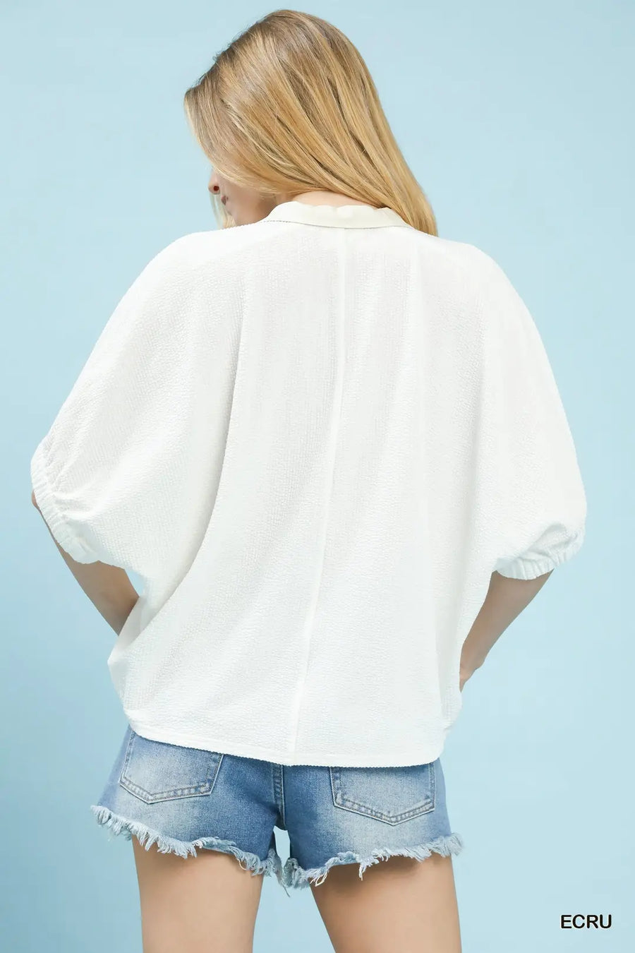Angela V-Neck Dolman Sleeve Blouse Top
