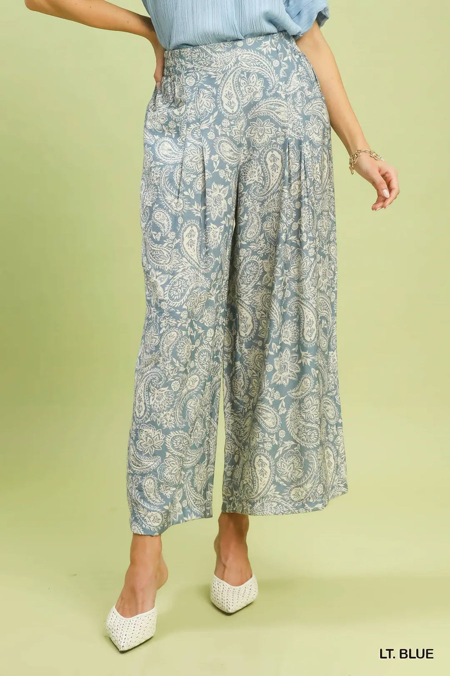 Bluebelle Paisley Print Cropped Wide Leg Pants