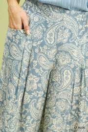 Bluebelle Paisley Print Cropped Wide Leg Pants
