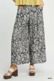 Bluebelle Paisley Print Cropped Wide Leg Pants