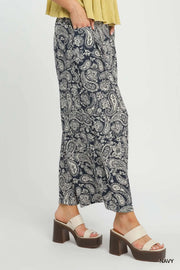 Bluebelle Paisley Print Cropped Wide Leg Pants