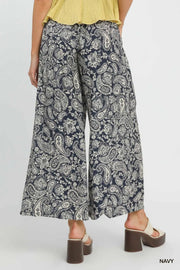 Bluebelle Paisley Print Cropped Wide Leg Pants