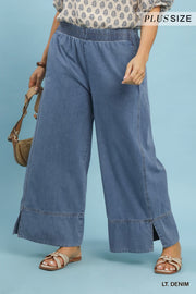 Julie Stone Wash Denim Wide Leg Pants