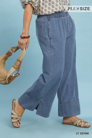 Julie Stone Wash Denim Wide Leg Pants