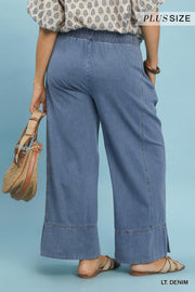 Julie Stone Wash Denim Wide Leg Pants