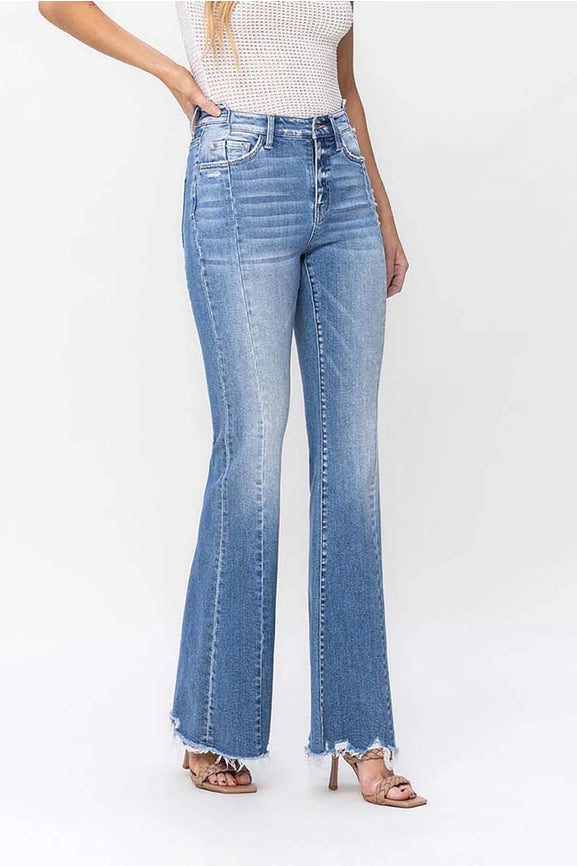 Groovy High Rise Panel Flare with Uneven Waist Jeans