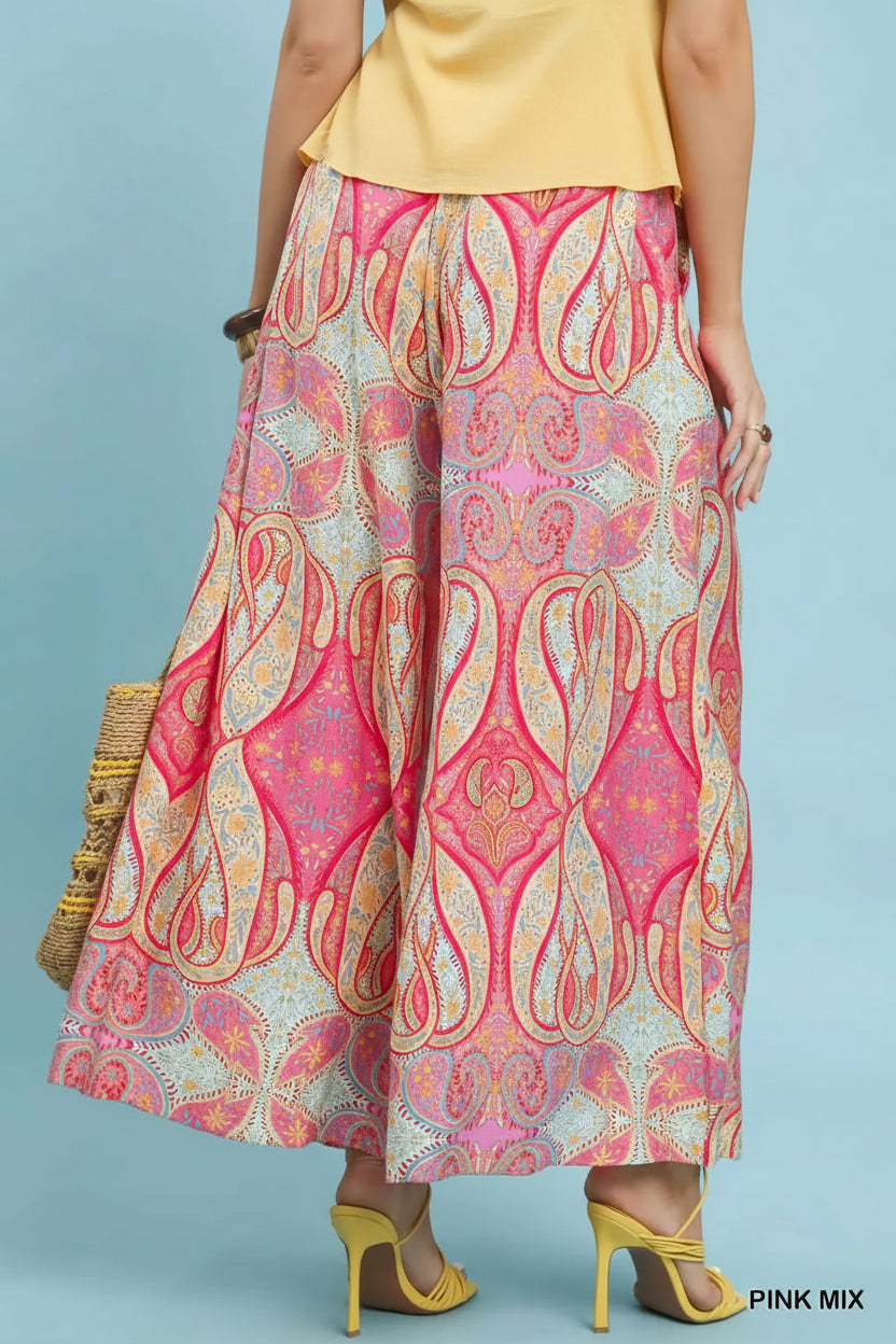 San Isidro Bright Paisley Wide Leg Resort Pant