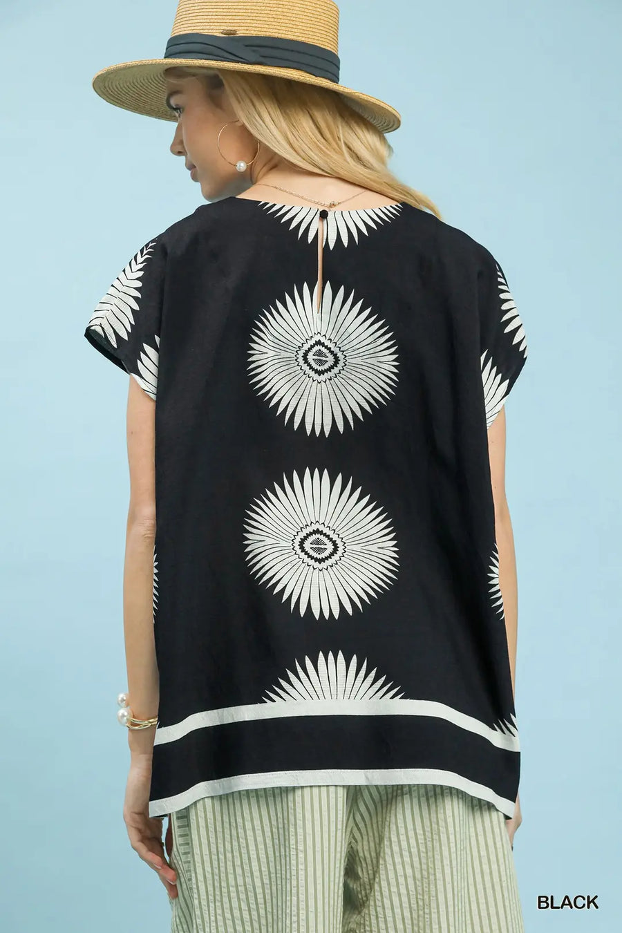 Del Sol Oversized Abstract Print Boxy Top