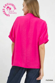 Veracruz Multicolor Fiesta Embroidered Split Neck Top