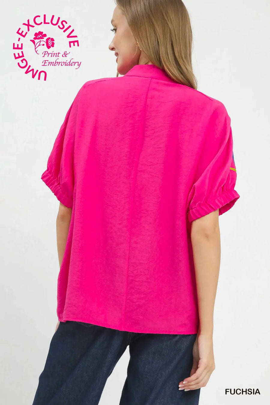 Veracruz Multicolor Fiesta Embroidered Split Neck Top
