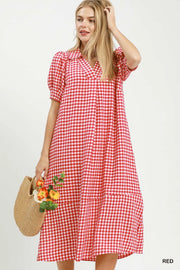 Sweet Gingham Midi Dress