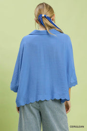 Sharla Scallop Hem Collared Top