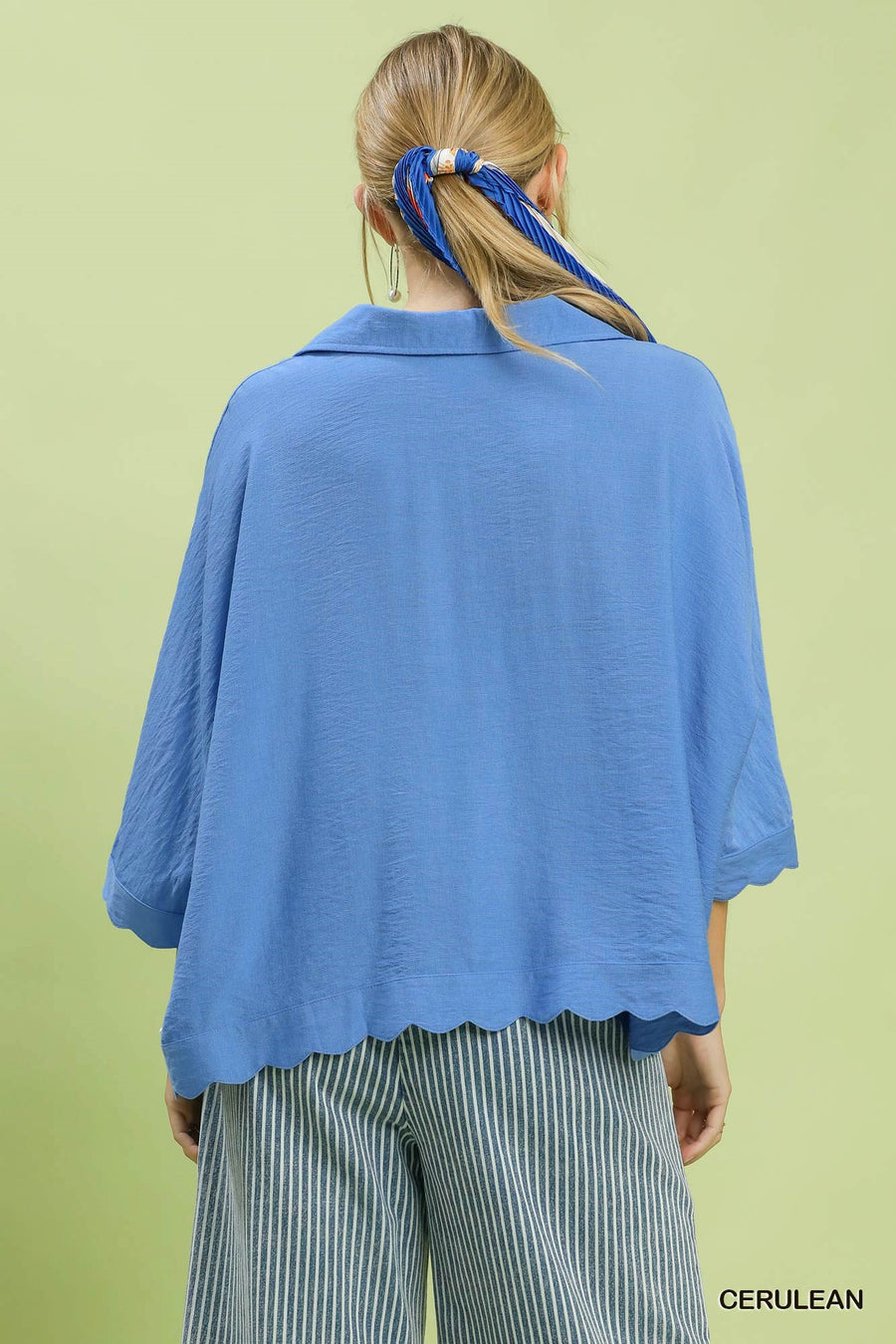 Sharla Scallop Hem Collared Top
