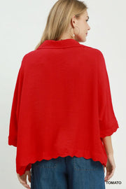 Sharla Scallop Hem Collared Top