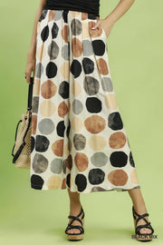 San Salvador Large Dots Print Wide Leg Resort Pant