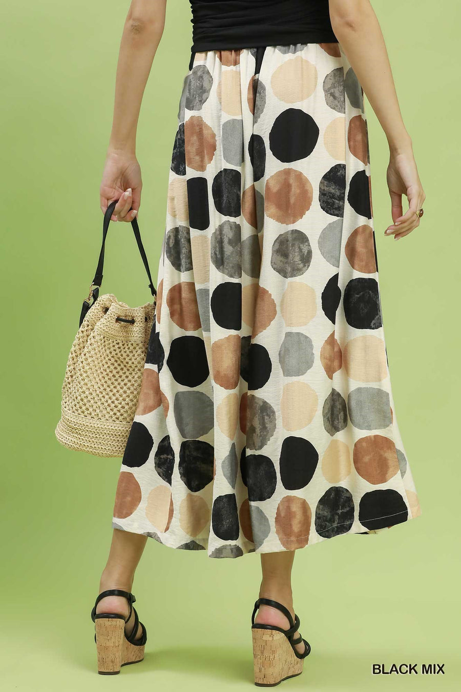 San Salvador Large Dots Print Wide Leg Resort Pant