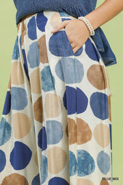 San Salvador Large Dots Print Wide Leg Resort Pant