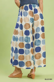 San Salvador Large Dots Print Wide Leg Resort Pant