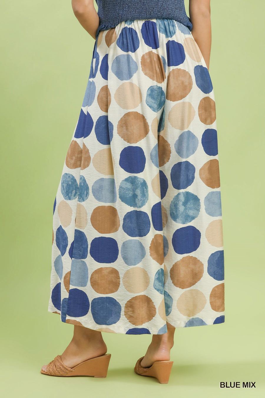 San Salvador Large Dots Print Wide Leg Resort Pant