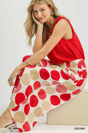 San Salvador Large Dots Print Wide Leg Resort Pant