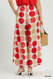 San Salvador Large Dots Print Wide Leg Resort Pant