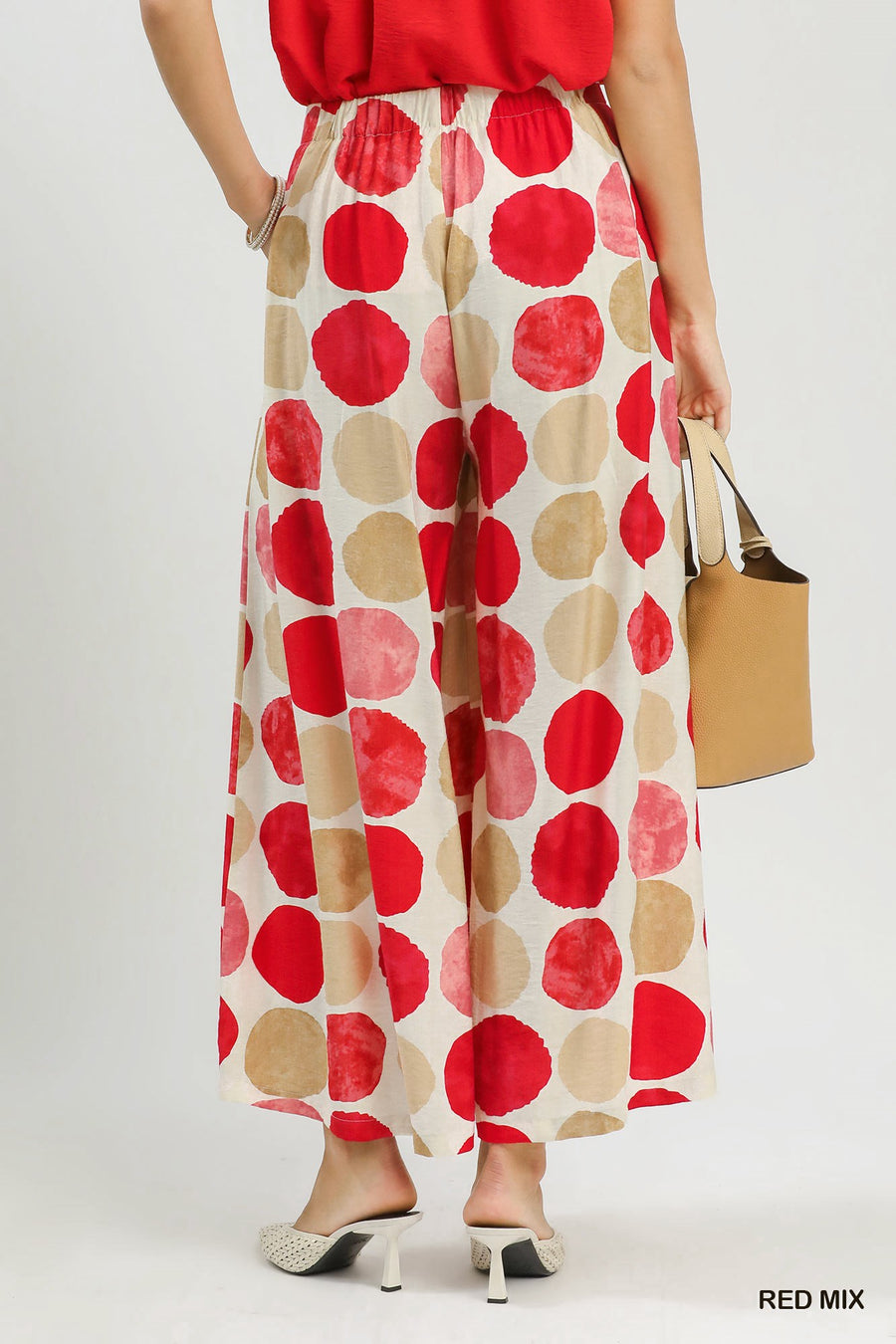 San Salvador Large Dots Print Wide Leg Resort Pant